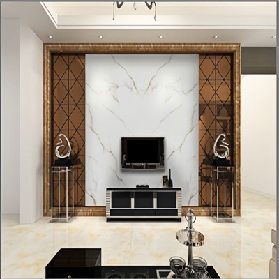 Calacatta Gold Nano Glass Backdrop TV